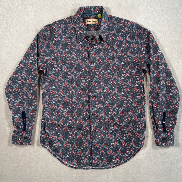 Robert Graham Shirt Mens Medium Floral Flip Cuff Button Down Long Sleeve - Picture 1 of 15